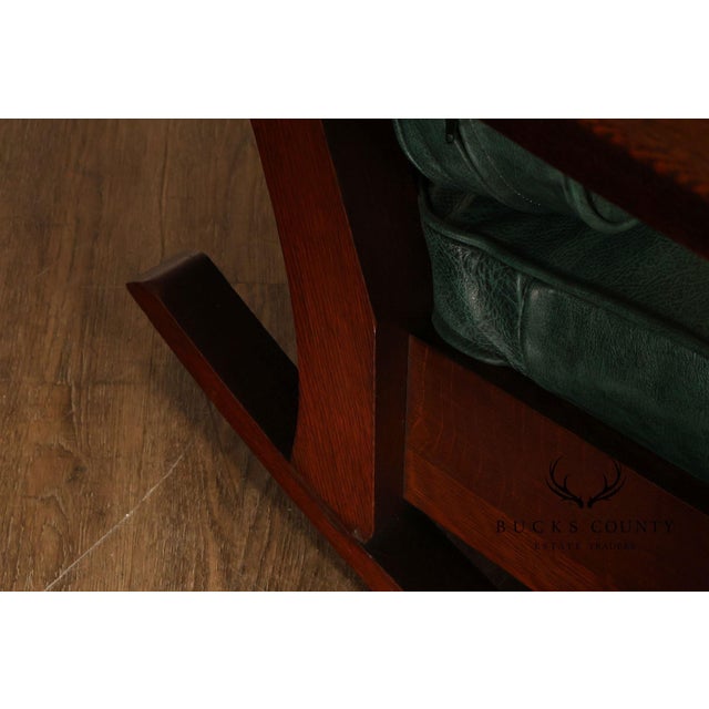 Limbert Arts & Crafts Antique Mission Oak Lounge Chair And Rocking Chair For Sale - Image 13 of 18