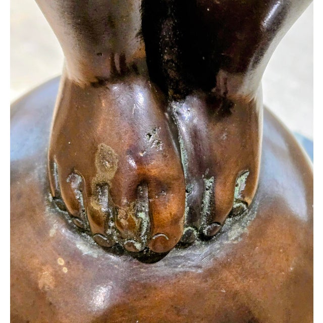 Vintage “Frog Baby” Bronze Sculpture Reproduction on Black Marble Base – Styled After Edith Barretto Parsons For Sale - Image 12 of 13