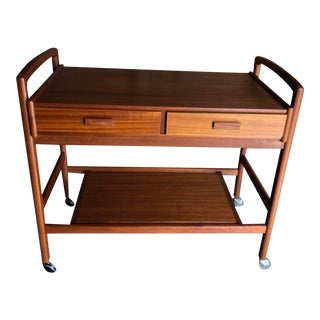 1970s Bernhard Pedersen & Son Mid-Century Modern Teak Bar Cart For Sale
