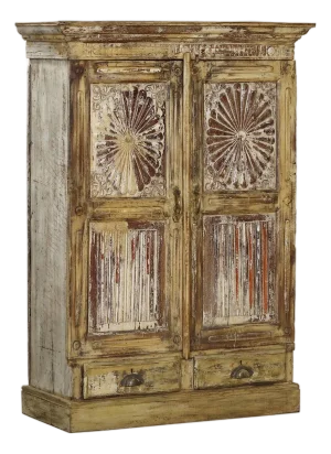 Antique Indian Painted Teakwood Armoire