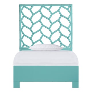 Silas Platform Bed Twin Extra Long - Turquoise For Sale