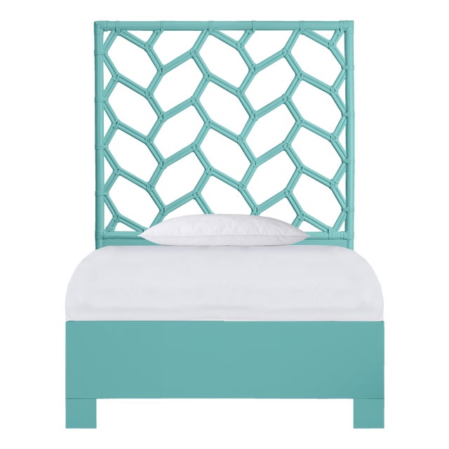 Silas Platform Bed Twin Extra Long - Turquoise For Sale