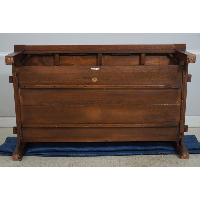 Stickley Large Mission Oak Tile Top Coffee Table For Sale - Image 13 of 14