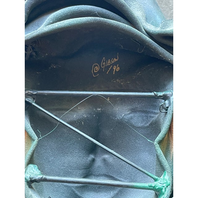 Vintage Doug Gibson Signed Hand Formed Painted Leather Face Sculpture Postmodern Wall Mask For Sale - Image 11 of 11