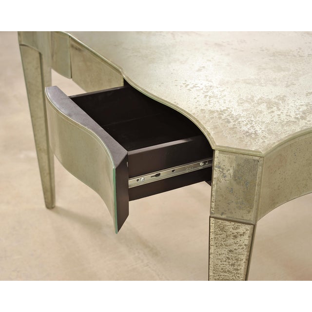 Antiqued Serpentine Mirrored Vanity Dressing Table or Desk For Sale - Image 11 of 15
