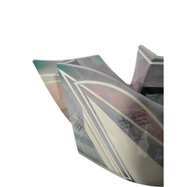 Late 20th Century Huge Signed Hubert Sculptural Ceramic Vessel – Postmodern Geometric Studio Art Pottery (26”) For Sale - Image 4 of 10