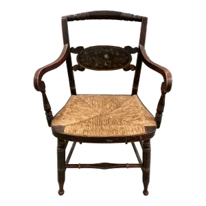 Mid 19th Century Late Federalist Period Hitchcock Armchair With Rush Seat