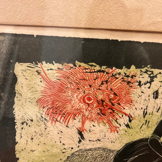 Mid 20th Century “Saffron Scent” Vintage Original Wood Block Print by Helen Siegel For Sale - Image 4 of 12