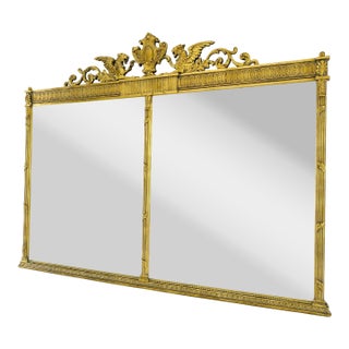 Large c1920s 65x49 Rectangle Neoclassical Gilt Mirror w/ Griffins MINT For Sale