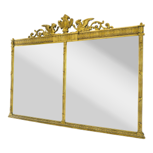 Large c1920s 65x49 Rectangle Neoclassical Gilt Mirror w/ Griffins MINT