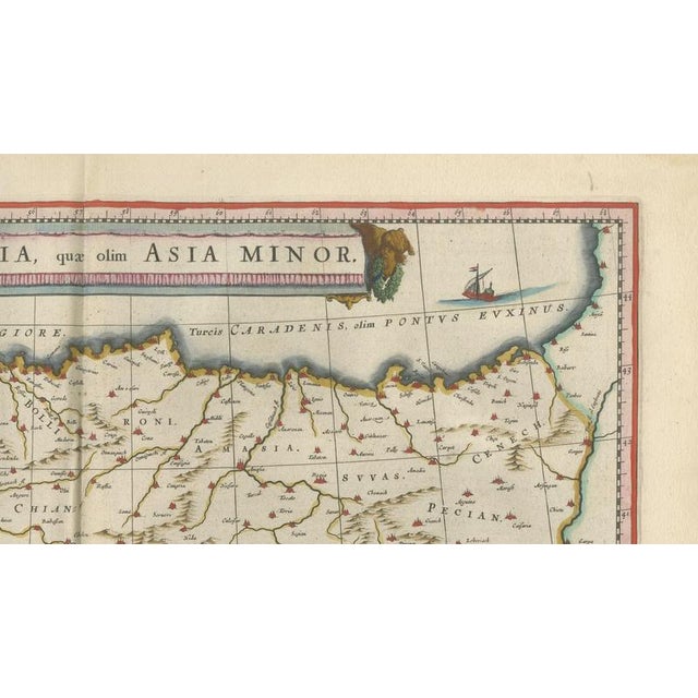 Black Map of Anatolia, Asia Minor and Aegean from Blaeu, 1642 For Sale - Image 8 of 11