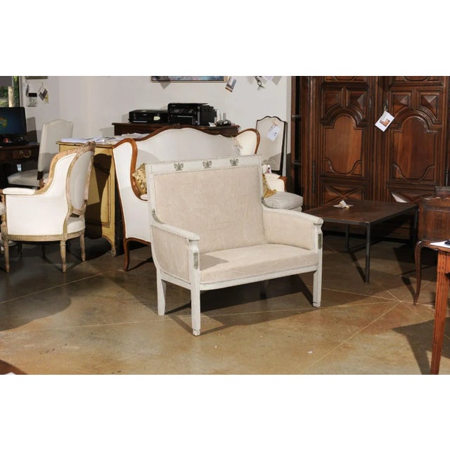 French Empire Style 19th Century Painted Wood Marquise with Carved Palmettes For Sale - Image 4 of 12