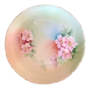 Antique Bavarian Hand Painted Scalloped Floral Porcelain Plate