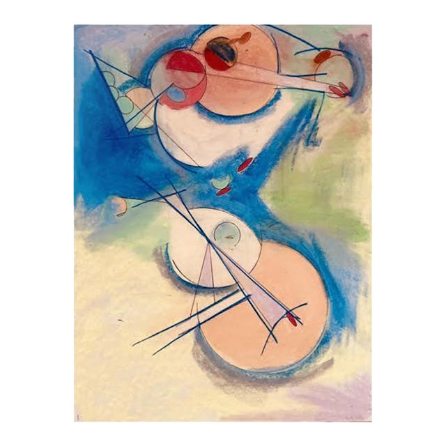 “Asia”, a Geometric Abstraction of the Second Generation for American Expressionists school.in Pastel on Paper For Sale