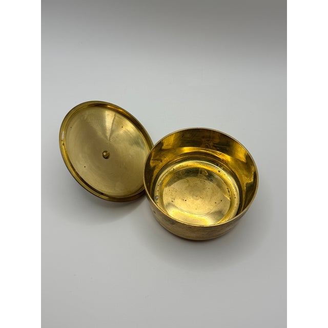 Vintage Solid Brass Lidded Trinket Box Made in India For Sale - Image 4 of 7