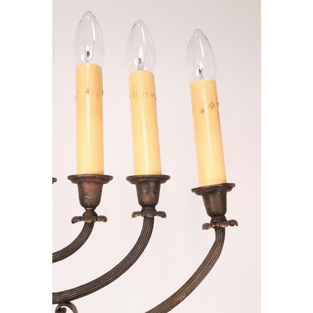 Late 19th Century Pair of Bronze Electrified Standing Menorah Candelabras For Sale - Image 5 of 13