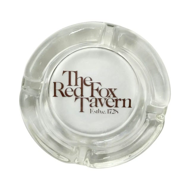 Transparent Vintage Red Fox Inn Tavern Middleburg Va Glass Ashtray For Sale - Image 8 of 14