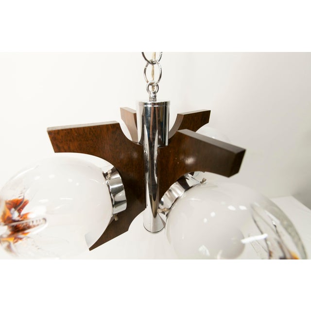 Murano Glass and Teak Chandelier from Mazzega, 1960s For Sale - Image 6 of 18