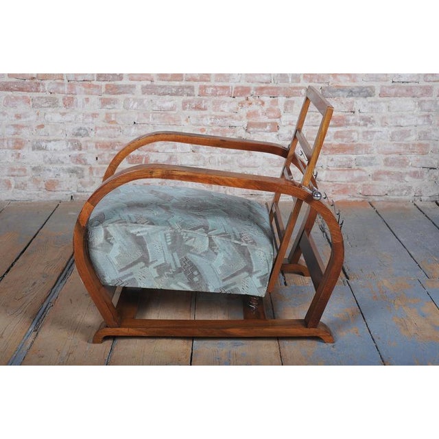 Czech Art Deco Walnut and Chrome Reclining Armchair, 1930s For Sale - Image 17 of 18