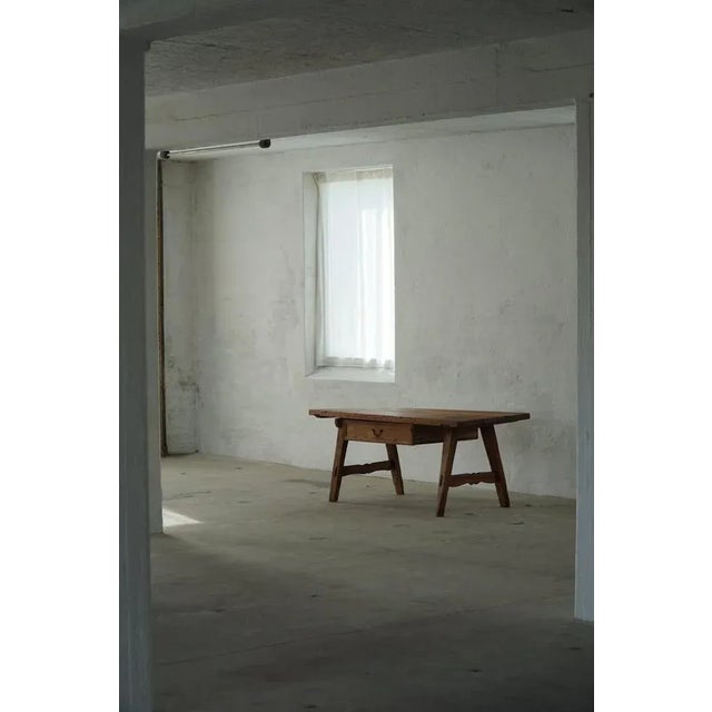 Brown French Primitive Pine Dining Table or Desk with Drawer, 18th Century For Sale - Image 8 of 18