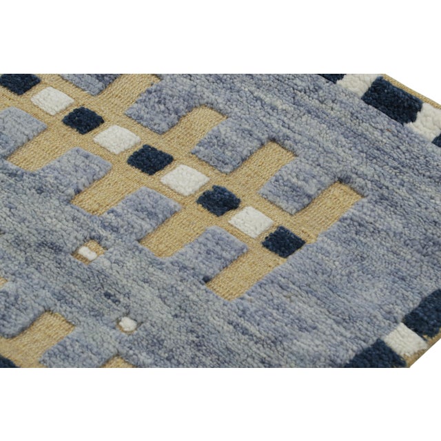 Rug & Kilim’s Scandinavian Style Rug in Blue, Beige-Brown Geometric Patterns - 9x12 For Sale In New York - Image 6 of 7