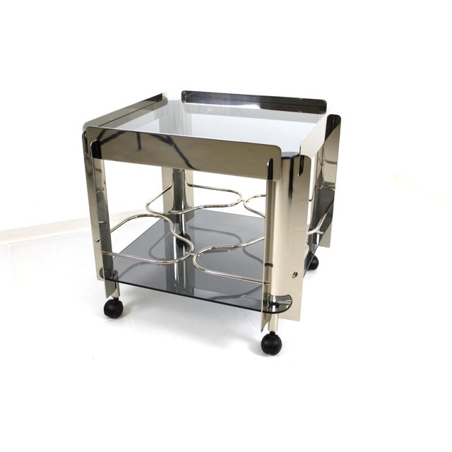 1970s Chrome and Glass Serving Trolley, 1970s For Sale - Image 5 of 15