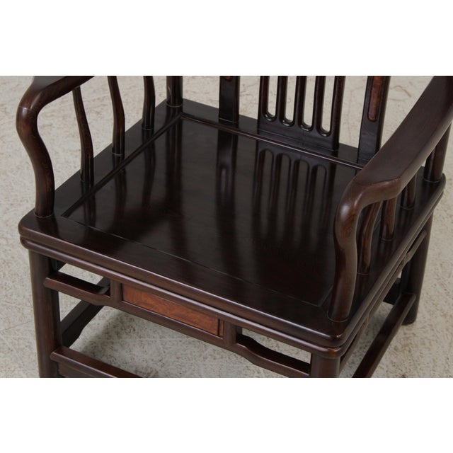 Pair Vintage Chinese Rosewood Armchairs For Sale - Image 9 of 13