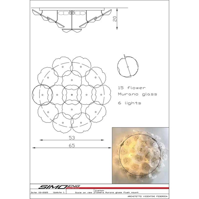 Metal Simoeng Floreal Flush Mount Featuring Contemporary Murano Glass For Sale - Image 7 of 12