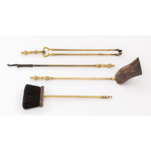 Metal Group of Five Federal Style Brass Fireplace Tools For Sale - Image 7 of 15