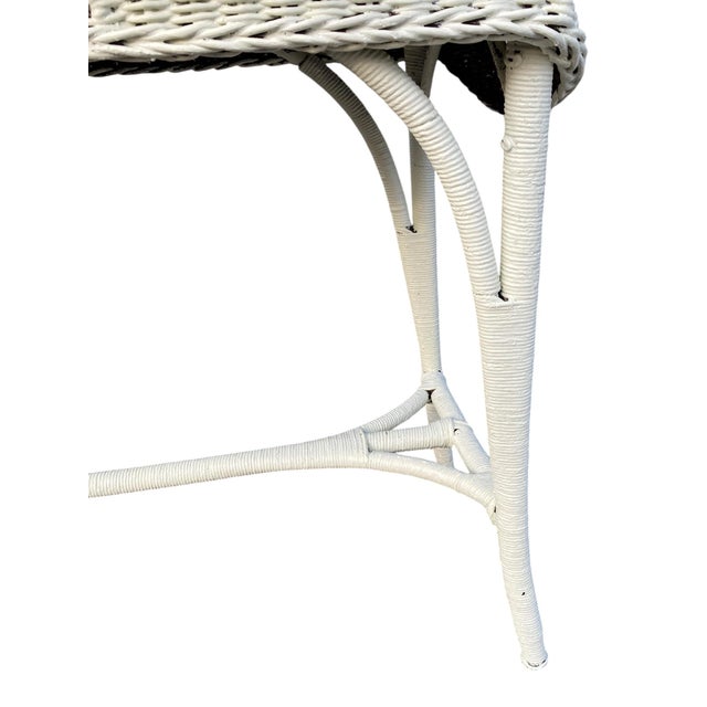 Antique Victorian Wicker Console Table, Seaglass Painted, C. 1900 For Sale In New York - Image 6 of 7