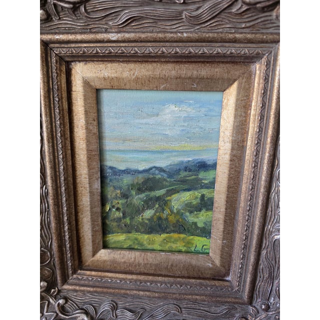 Late 20th Century Original Landscape Oil Painting in Ornate Carved Wood Frame, Impressionist Countryside Artwork, Cottage Wall Decor, Nature Art For Sale - Image 13 of 13