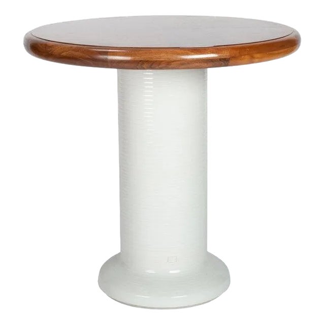 Vintage Coffee Table in White Glazed Ceramic, 1980s For Sale