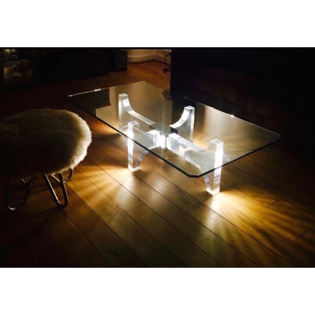 Metal Lightning Lucite and Metal Coffee Table by Philippe Jean. France, 1970s For Sale - Image 7 of 11