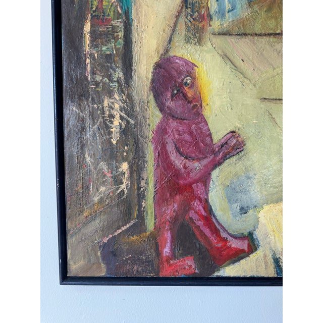 Wood 1970’s Vintage Impressionist Abstract Oil on Canvas Painting – Unsigned For Sale - Image 7 of 12