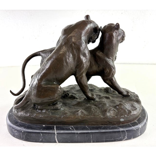 Late 19th Century Grand Tour French Bronze Sculpture of Lions For Sale - Image 9 of 11