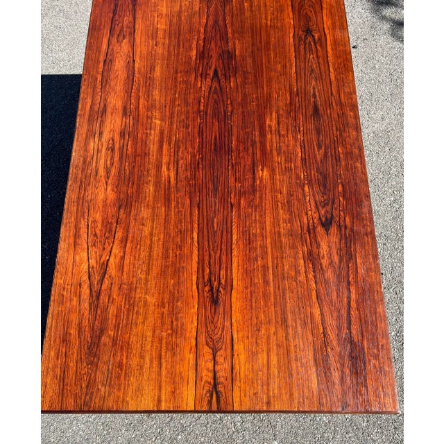 Rosewood Mid-Century Modern Draw-Leaf Dining Table For Sale - Image 4 of 10