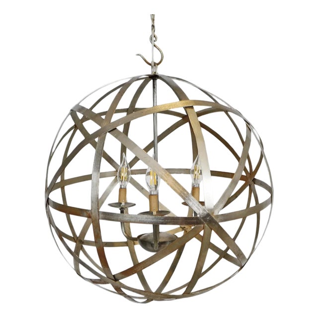 Meridian Iron Orb Strap Chandelier 22" For Sale