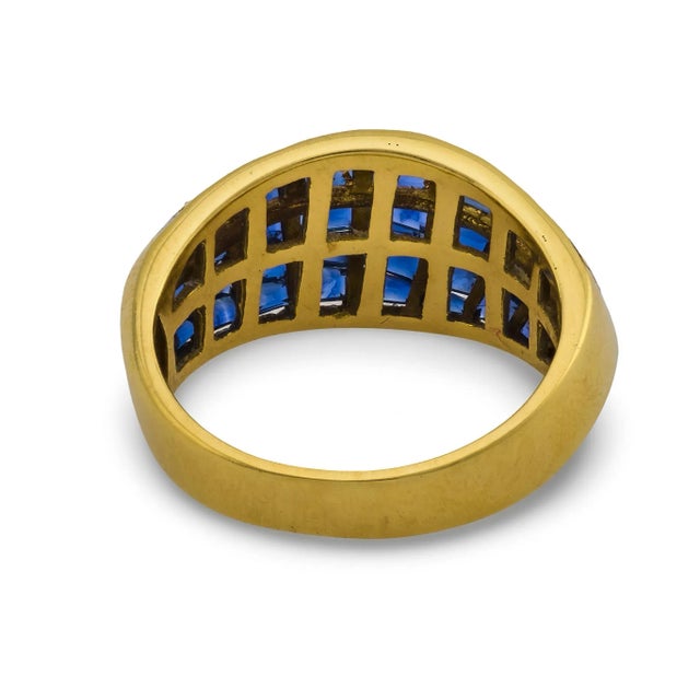 Metal Vintage 3.27 Carat Sapphire Diamond 18k Yellow Gold Ring, Size 7.5 For Sale - Image 7 of 7