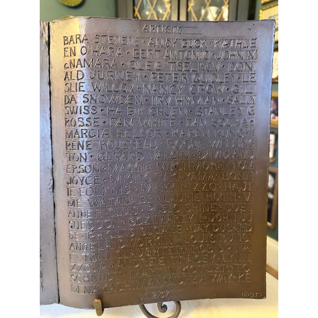 Name Recognition Bronze Open Book Sculpture by Herbert Simon, Ca. 1995 For Sale - Image 12 of 17