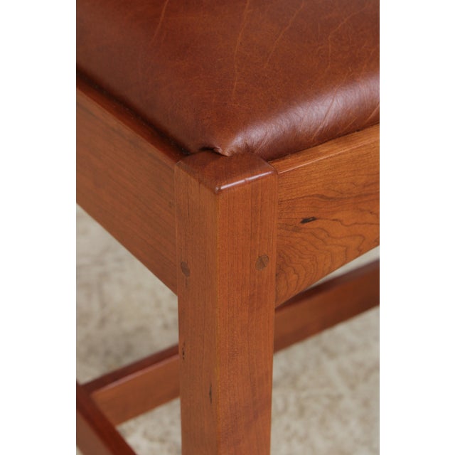 Set of 4 Stickley Mission Cherry Leather Dining Chairs For Sale - Image 16 of 18