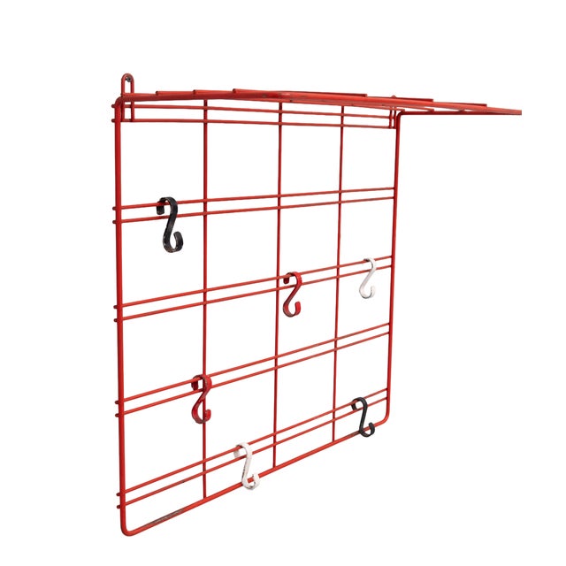 Mid-Century Modern Dutch Red Metal Wire Hanging Coat Rack, 1960s For Sale - Image 3 of 7