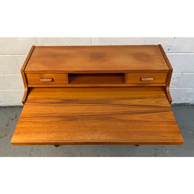 Mid-Century Danish Modern Teak Secretary Desk For Sale - Image 13 of 18
