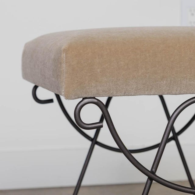 Panoplie Iron Loop Stool, Brown Mohair For Sale - Image 12 of 12