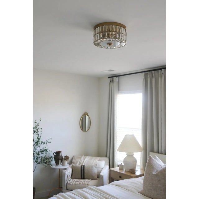 Safavieh Parda 3-Light 12" Crystal Flush Mount in Brass For Sale - Image 4 of 4