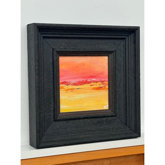 Small Square Abstract Canvas Art Study with Red & Yellow by Contemporary Artist 2025 For Sale - Image 6 of 13