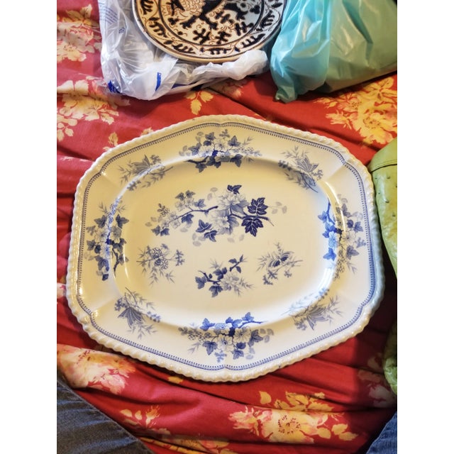 Antique Blue and White Platter For Sale In San Antonio - Image 6 of 7
