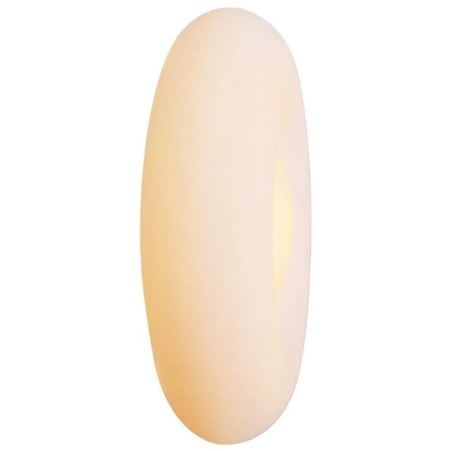 Vintage German Oval White Opaline Glass Wall Lamps For Sale - Image 10 of 11