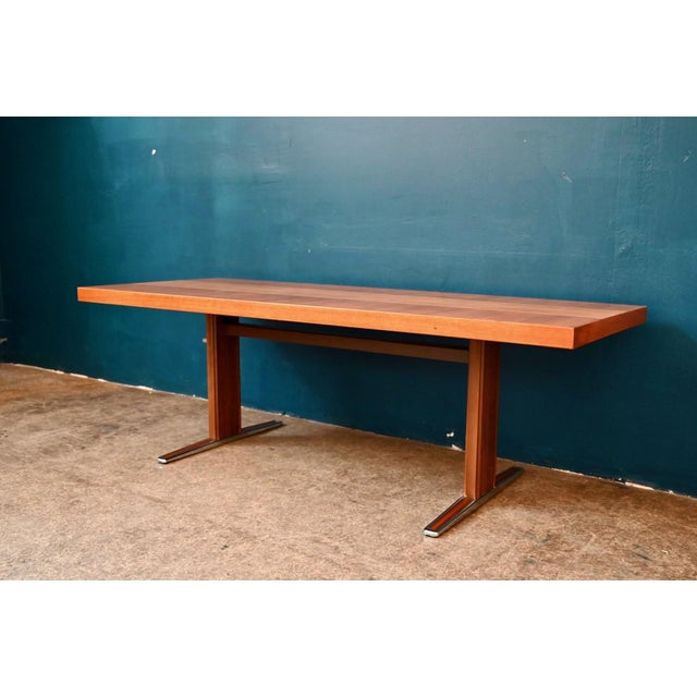 Brown Scandinavian Height-Adjustable Coffee Table in Wood and Chrome, 1970s For Sale - Image 8 of 17