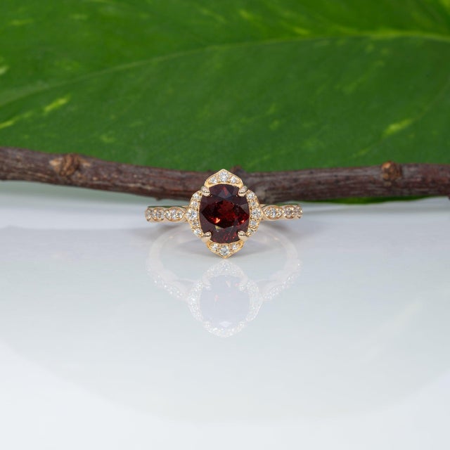 2020s 2.2Ct Red Spinel Ring With Earth-Mined Diamond Accents: Solid 14k Gold, Size 6.75 For Sale - Image 5 of 9
