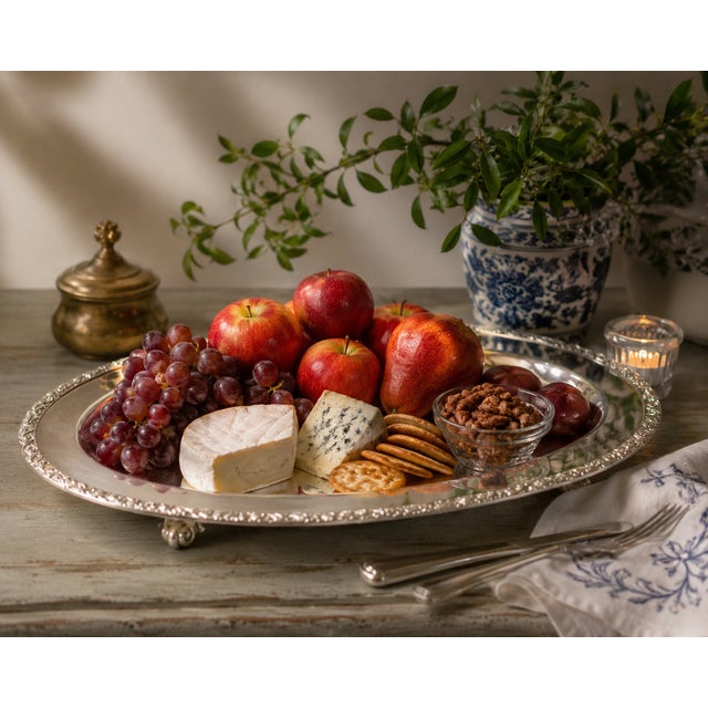 English Vintage 1950s Trent Silver on Copper Meat Platter #4004 For Sale - Image 3 of 12